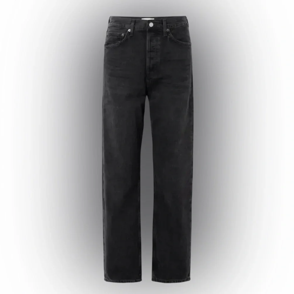 AGOLDE 90’s Mid-Ride Straight Jeans in Black Distressed‎